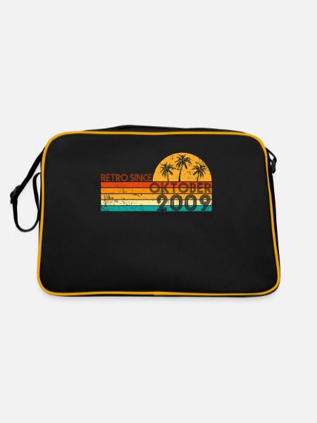 Retro since Oktober 2009 - Geburtstag im Oktober - Retro Tasche - Schwarz/Gold - Hinten
