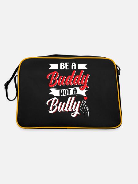 Sei Ein Kumpel Kein Mobber Stoppen Mobben Mobbing - Retro Tasche - Schwarz/Gold - Hinten