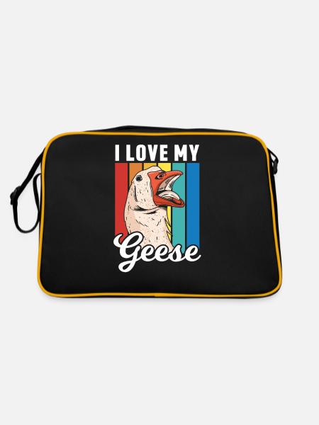 I Love My Geese Animal Owner Pet Goose - Retro Bag - black/gold - Back