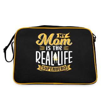 Meine Mutter Ist Die Superheldin Des Lebens Mama - Retro Tasche - Schwarz/Gold - Hinten