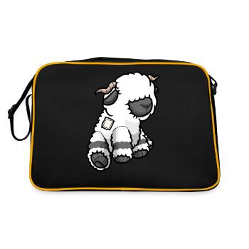 Walliser Schwarznasenschaf Schafe - Retro Tasche - Schwarz/Gold - Hinten