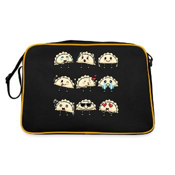 Pierogi Kawaii Emoticon Cuisine polonaise - Sac Retro - noir/or - Dos