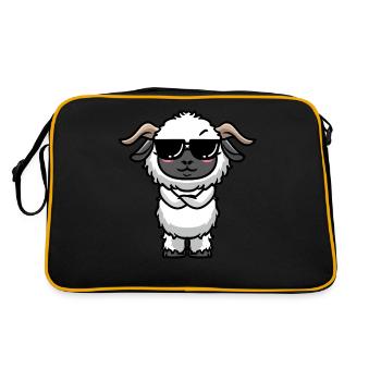 Walliser Schwarznasenschaf Schafe - Retro Tasche - Schwarz/Gold - Hinten
