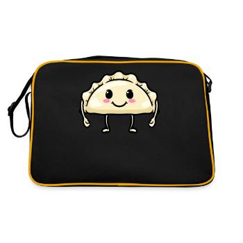 Pierogi Kawaii Emoticon Cuisine polonaise - Sac Retro - noir/or - Dos