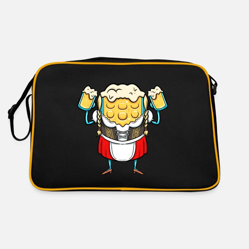 Drinking Beer Mug In Bavarian Costume Beer Retro Bag