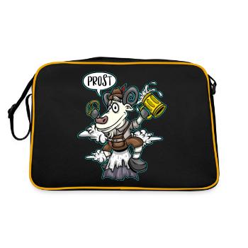 Ziegenbier Brezel Bayerische Lederhose Bier - Retro Tasche - Schwarz/Gold - Hinten