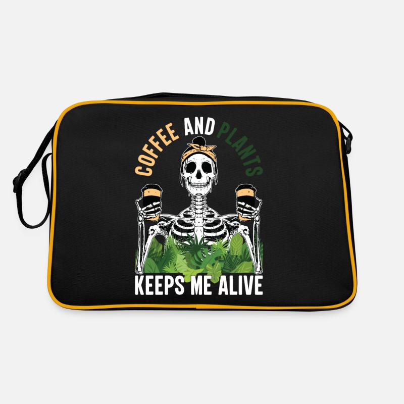 Ernte Blumen Lebensstil Pflanzung Gartenarbeit Ges - Retro Tasche - Schwarz/Gold
