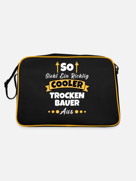 So Sieht Ein Richtig Cooler Baggerfahrer aus - Retro Tasche - Schwarz/Gold - Hinten