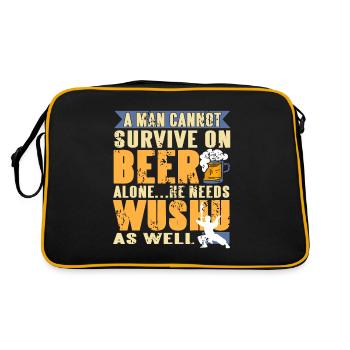 A man can't just live on beer - Retro Bag - black/gold - Back