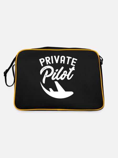Privatpilot Jet Kleinflugzeug Leichtflugzeug - Retro Tasche - Schwarz/Gold - Hinten