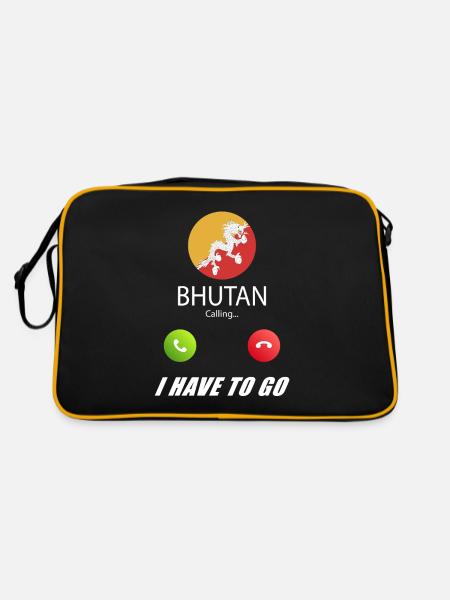 Bhutan calls lusiger flags saying - Retro Bag - black/gold - Back