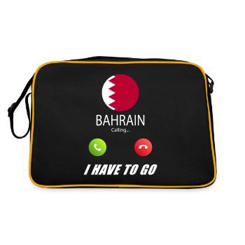 Bahrain ruft an Lusiger Flaggen Spruch - Retro Tasche - Schwarz/Gold - Hinten
