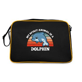 Dauphins Baleines Béluga Mon Animal Est Un Dauphin - Sac Retro - noir/or - Dos