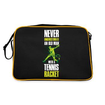 Vieil homme avec une raquette de tennis cadeau de tennis - Sac Retro - noir/or - Dos