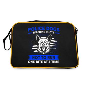Deutscher Schäferhund Polizeihund Polizei Hund - Retro Tasche - Schwarz/Gold - Hinten