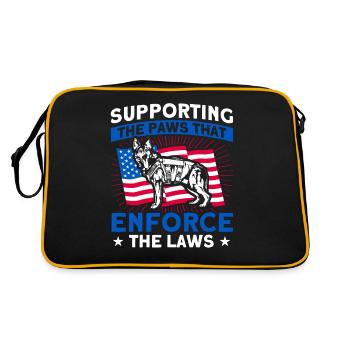 Deutscher Schäferhund Polizeihund Polizei Hund - Retro Tasche - Schwarz/Gold - Hinten