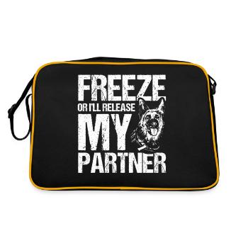 Deutscher Schäferhund Polizeihund Polizei Hund - Retro Tasche - Schwarz/Gold - Hinten