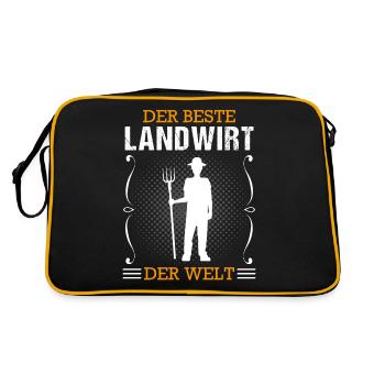 Landwirt Bauer Beruf Landwirtschaft Geschenk - Retro Tasche - Schwarz/Gold - Hinten