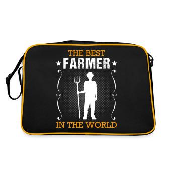 Landwirt Bauer Beruf Landwirtschaft Geschenk - Retro Tasche - Schwarz/Gold - Hinten