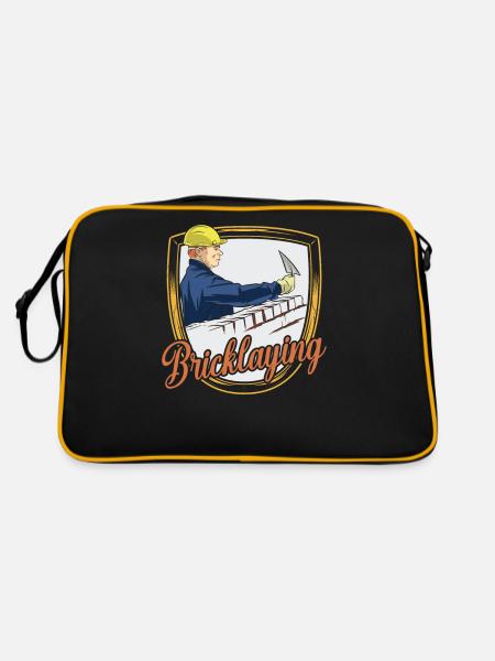 Maurerarbeiten Handwerker Maurer Ziegelstein - Retro Tasche - Schwarz/Gold - Hinten