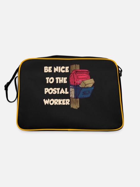 Sei Nett Zum Postangestellten Zusteller Postbote - Retro Tasche - Schwarz/Gold - Hinten