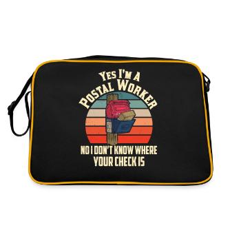 Nein Ich Weiß Nicht Wo Ihr Scheck Ist Postbote - Retro Tasche - Schwarz/Gold - Hinten