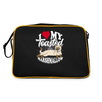 Ich liebe meinen gerösteten Marshmallow - Katze - Retro Tasche - Schwarz/Gold - Hinten