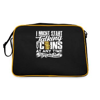 Ich könnte jederzeit anfangen, über Münzen zu sprechen - Retro Tasche - Schwarz/Gold - Hinten