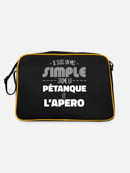 Je Suis Un Mec Simple J'aime La Pétanque Et - Sac Retro - noir/or - Dos