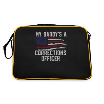 My daddy's a correction officer - USA flag - Retro Bag - black/gold - Back