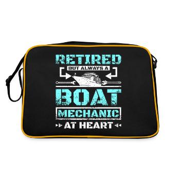 Retired but always a boat mechanic at heart - Retro Tasche - Schwarz/Gold - Hinten