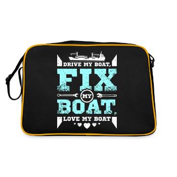 Fix my boat love my boat - Retro Tasche - Schwarz/Gold - Hinten