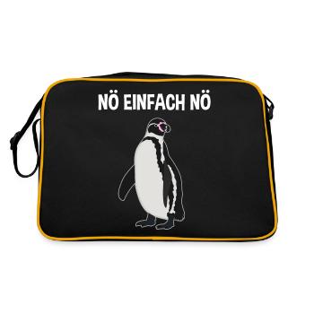 Pinguin Nö Einfach Nö Lustiger Spruch Geschenk - Retro Tasche - Schwarz/Gold - Hinten