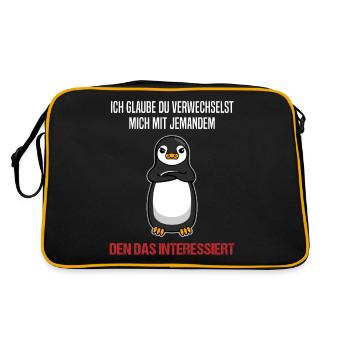 Pinguin Sarkastischer Spruch Lustiges Geschenk - Retro Tasche - Schwarz/Gold - Hinten