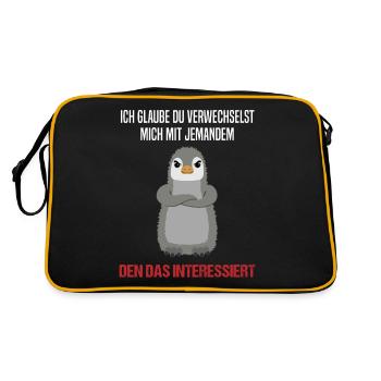 Pinguin Sarkastischer Spruch Lustiges Geschenk - Retro Tasche - Schwarz/Gold - Hinten