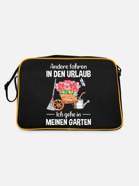 Garten Urlaub Lustiger Spruch Gärtner Geschenkidee - Retro Tasche - Schwarz/Gold - Hinten