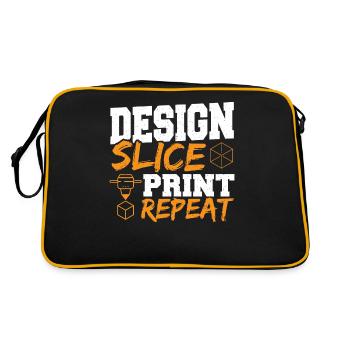 Desing Slice Print Repeat 3D Printing Slicing - Retro Bag - black/gold - Back