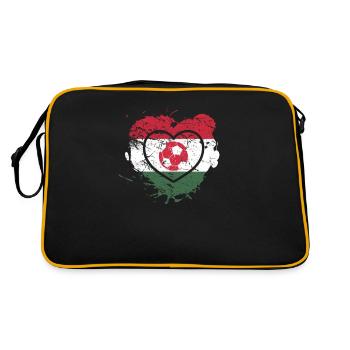 Ungarn Fußball Herz Magyarorszag Futball - Retro Tasche - Schwarz/Gold - Hinten