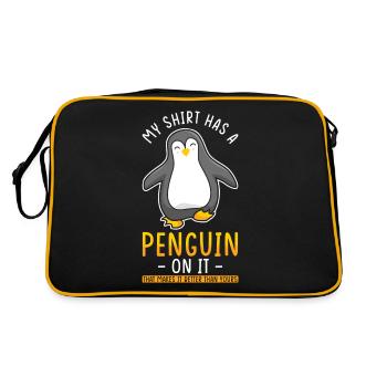 Pinguin Liebe Pinguin Spruch - Retro Tasche - Schwarz/Gold - Hinten