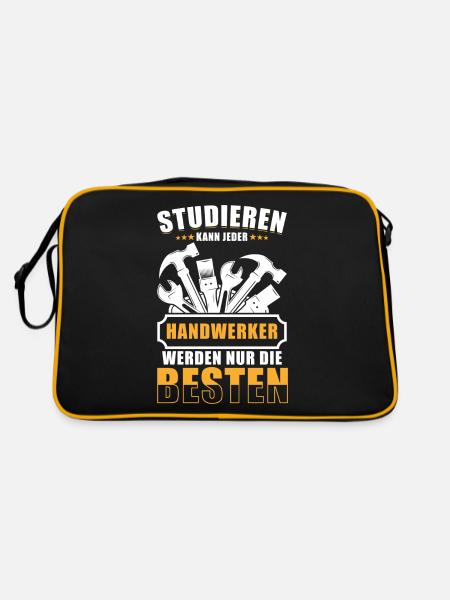 Handwerker Handwerkersprüche lustig - Retro Tasche - Schwarz/Gold - Hinten