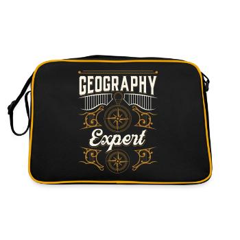 Geographie Experte Geographiestudent Geograph - Retro Tasche - Schwarz/Gold - Hinten