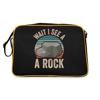 Warte Ich Sehe Einen Stein Geologe Geologie Beruf - Retro Tasche - Schwarz/Gold - Hinten