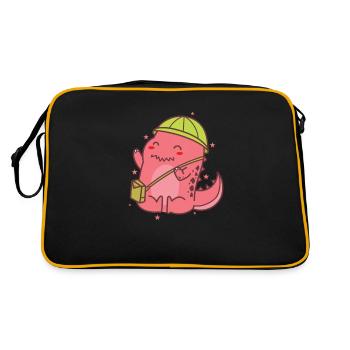 Dino mit Handtasche Dinosaurier Zeitalter - Retro Tasche - Schwarz/Gold - Hinten