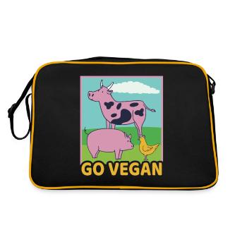 Go Vegan Vegan Vache Cochon Poulet Végétarien - Sac Retro - noir/or - Dos