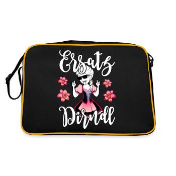 Ersatz Dirndl Trachtenshirt Damen - Retro Tasche - Schwarz/Gold - Hinten