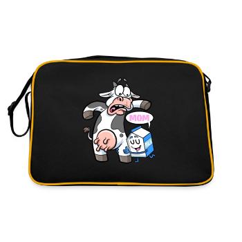 Milchkartons rufen Kuh Mama Milchbauernkuh - Retro Tasche - Schwarz/Gold - Hinten