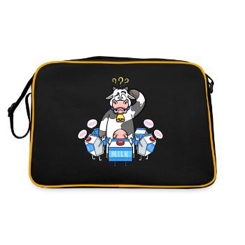 Milchkartons rufen Kuh Mama Milchbauernkuh - Retro Tasche - Schwarz/Gold - Hinten