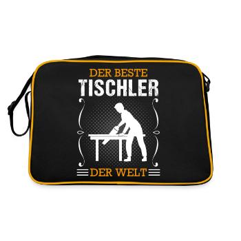 Tischler Beruf Schreiner Handwerker Geschenk - Retro Tasche - Schwarz/Gold - Hinten