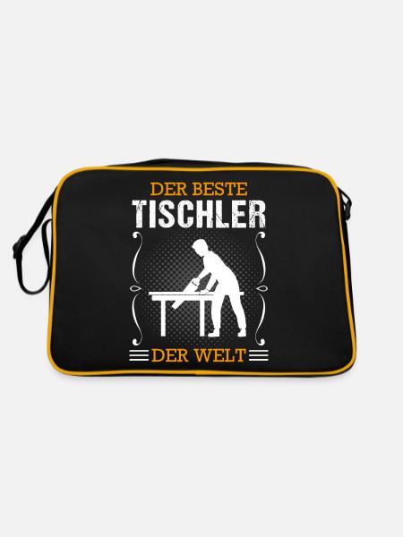 Tischler Beruf Schreiner Handwerker Geschenk - Retro Tasche - Schwarz/Gold - Hinten