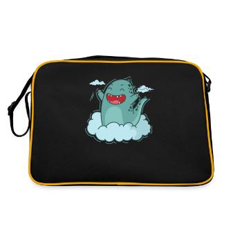 Dino in einer Wolke Dinosaurier Reptil - Retro Tasche - Schwarz/Gold - Hinten